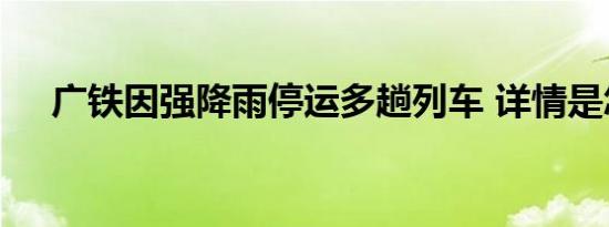 广铁因强降雨停运多趟列车 详情是怎样