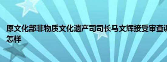 原文化部非物质文化遗产司司长马文辉接受审查调查 详情是怎样