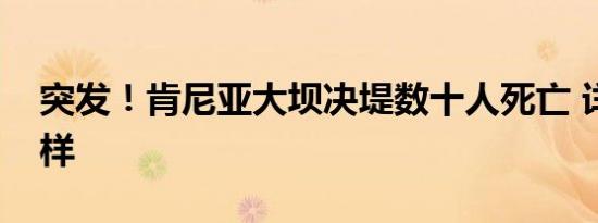 突发！肯尼亚大坝决堤数十人死亡 详情是怎样