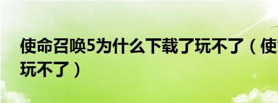 使命召唤5为什么下载了玩不了（使命召唤5玩不了）