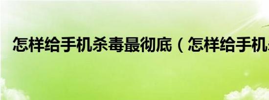 怎样给手机杀毒最彻底（怎样给手机杀毒）