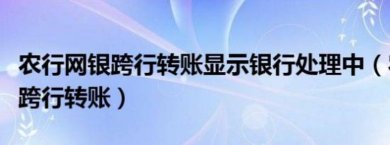 农行网银跨行转账显示银行处理中（农行网银跨行转账）