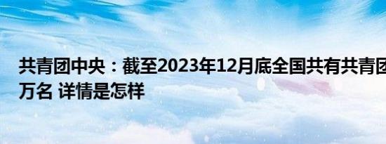 共青团中央：截至2023年12月底全国共有共青团员7416.7万名 详情是怎样