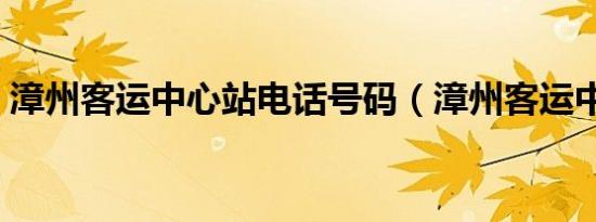 漳州客运中心站电话号码（漳州客运中心站）