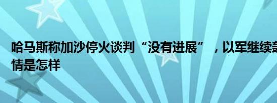 哈马斯称加沙停火谈判“没有进展”，以军继续轰炸加沙 详情是怎样