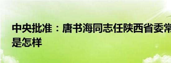 中央批准：唐书海同志任陕西省委常委 详情是怎样