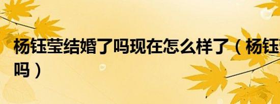 杨钰莹结婚了吗现在怎么样了（杨钰莹结婚了吗）