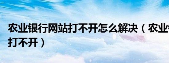 农业银行网站打不开怎么解决（农业银行网站打不开）