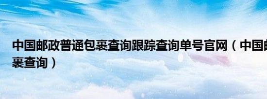 中国邮政普通包裹查询跟踪查询单号官网（中国邮政普通包裹查询）