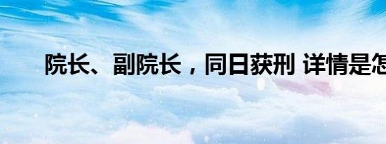 院长、副院长，同日获刑 详情是怎样