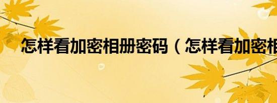 怎样看加密相册密码（怎样看加密相册）