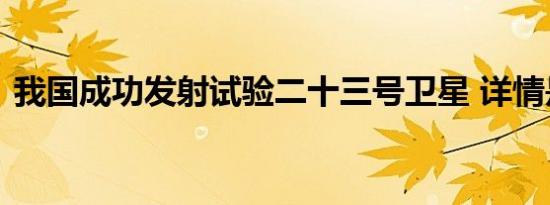 我国成功发射试验二十三号卫星 详情是怎样