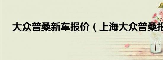 大众普桑新车报价（上海大众普桑报价）