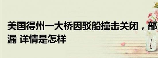 美国得州一大桥因驳船撞击关闭，部分石油泄漏 详情是怎样