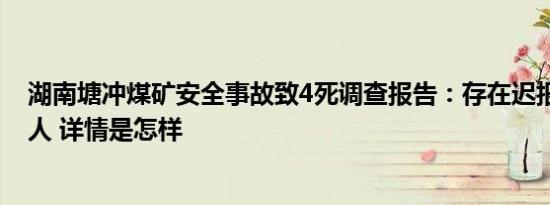 湖南塘冲煤矿安全事故致4死调查报告：存在迟报，问责31人 详情是怎样