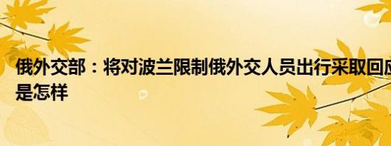 俄外交部：将对波兰限制俄外交人员出行采取回应措施 详情是怎样