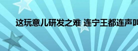 这玩意儿研发之难 连宁王都连声叫苦