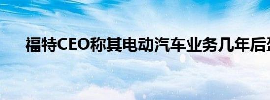 福特CEO称其电动汽车业务几年后盈利