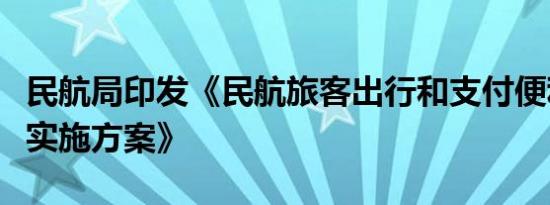 民航局印发《民航旅客出行和支付便利化工作实施方案》