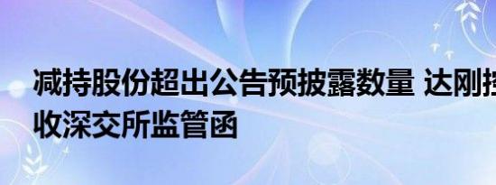 减持股份超出公告预披露数量 达刚控股股东收深交所监管函