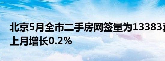 北京5月全市二手房网签量为13383套，环比上月增长0.2%