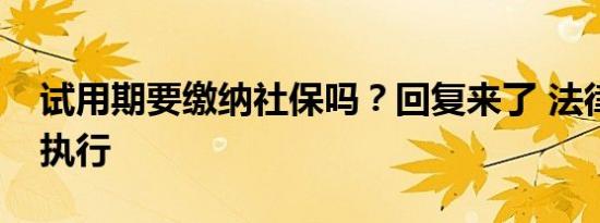 试用期要缴纳社保吗？回复来了 法律规定须执行