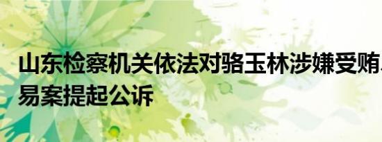 山东检察机关依法对骆玉林涉嫌受贿、内幕交易案提起公诉