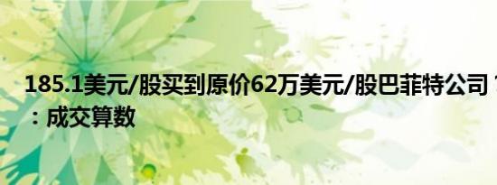 185.1美元/股买到原价62万美元/股巴菲特公司？市场人士：成交算数