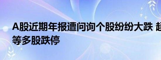 A股近期年报遭问询个股纷纷大跌 超越科技等多股跌停