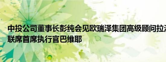 中投公司董事长彭纯会见欧瑞泽集团高级顾问拉法兰与集团联席首席执行官巴维耶