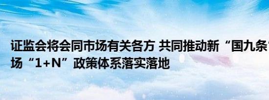 证监会将会同市场有关各方 共同推动新“国九条”和资本市场“1+N”政策体系落实落地