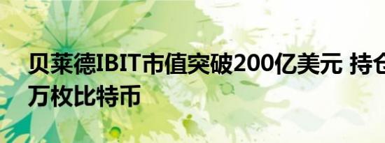 贝莱德IBIT市值突破200亿美元 持仓超29.1万枚比特币