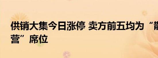 供销大集今日涨停 卖方前五均为“散户大本营”席位