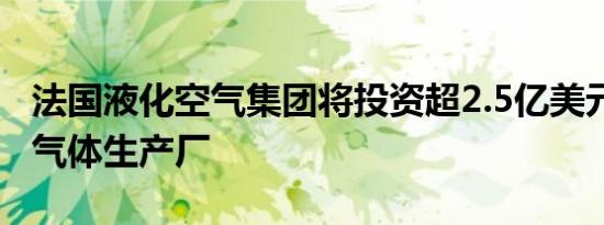 法国液化空气集团将投资超2.5亿美元 在美建气体生产厂
