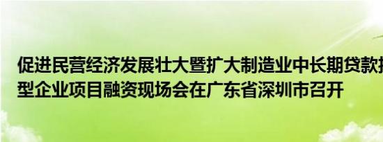 促进民营经济发展壮大暨扩大制造业中长期贷款投放和科技型企业项目融资现场会在广东省深圳市召开