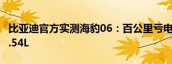 比亚迪官方实测海豹06：百公里亏电油耗仅2.54L