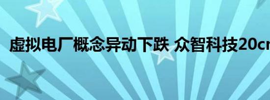 虚拟电厂概念异动下跌 众智科技20cm跌停