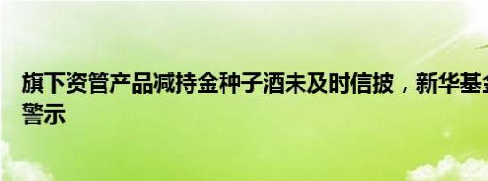 旗下资管产品减持金种子酒未及时信披，新华基金被上交所警示