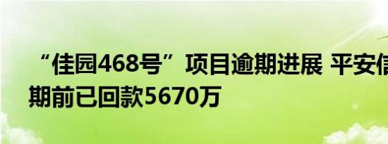 “佳园468号”项目逾期进展 平安信托称逾期前已回款5670万