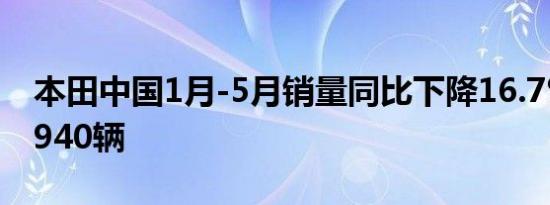 本田中国1月-5月销量同比下降16.7%至346940辆