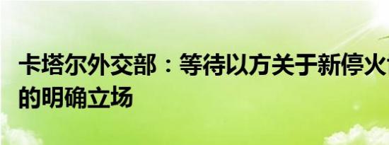 卡塔尔外交部：等待以方关于新停火协议草案的明确立场