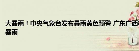 大暴雨！中央气象台发布暴雨黄色预警 广东广西等地谨防大暴雨