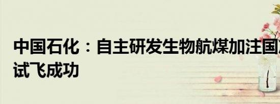 中国石化：自主研发生物航煤加注国产大飞机试飞成功