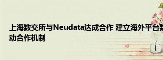 上海数交所与Neudata达成合作 建立海外平台数据双向流动合作机制