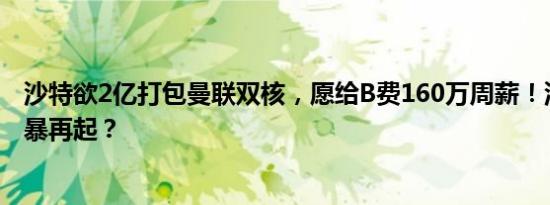 沙特欲2亿打包曼联双核，愿给B费160万周薪！沙特金元风暴再起？