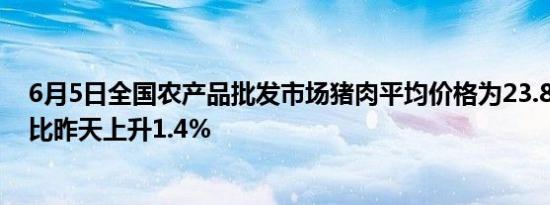 6月5日全国农产品批发市场猪肉平均价格为23.89元/公斤 比昨天上升1.4%