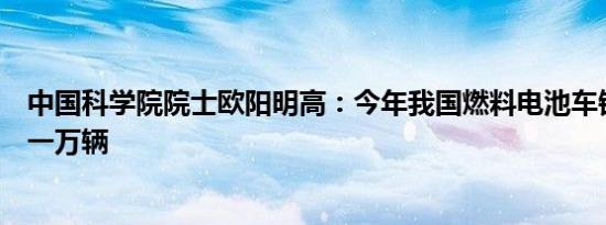 中国科学院院士欧阳明高：今年我国燃料电池车销量有望近一万辆