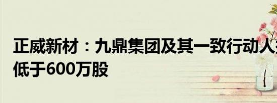 正威新材：九鼎集团及其一致行动人拟增持不低于600万股