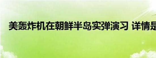 美轰炸机在朝鲜半岛实弹演习 详情是怎样