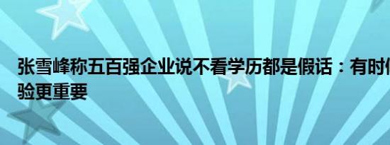 张雪峰称五百强企业说不看学历都是假话：有时候学历比经验更重要